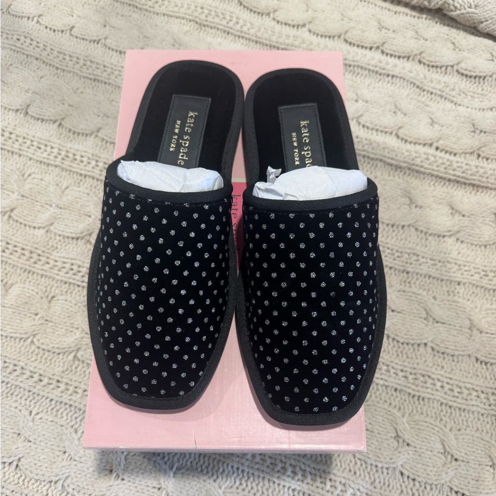 Kate Spade Black and White Polka Dot Slippers